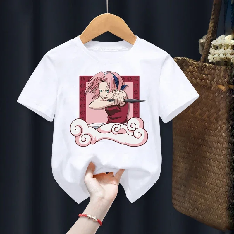 Summer Anime Naruto Children T-Shirt Kawaii Cartoon Print Tshirt Casual Short Sleeve Cotton Top Kid Boy Girl Clothing Baby Tee