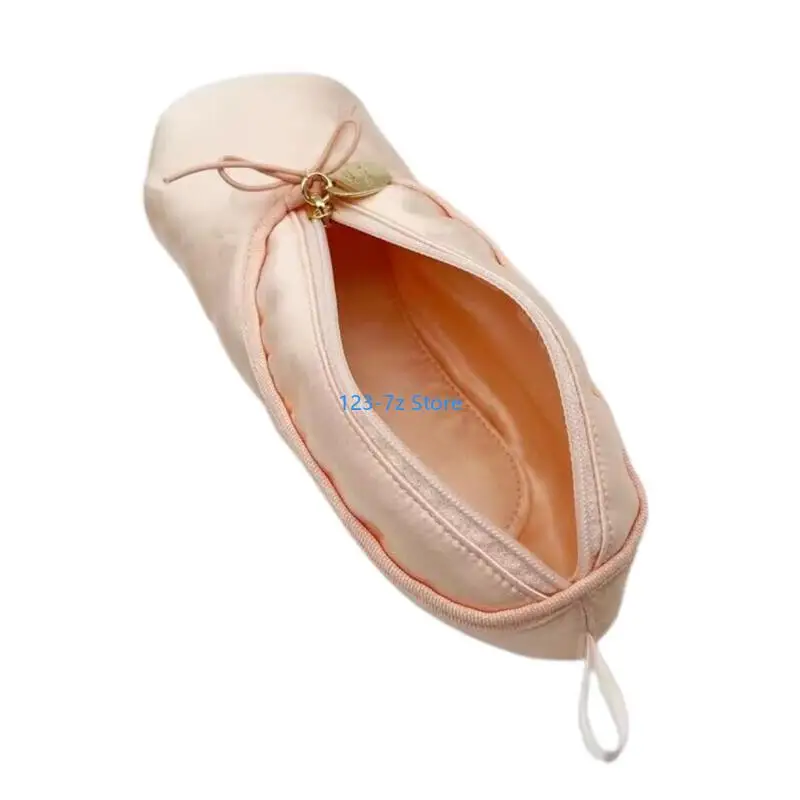 A9bf artesanal ballet sapato forma lápis bolsa textura tecido adequado para escola material escritório com detalhes