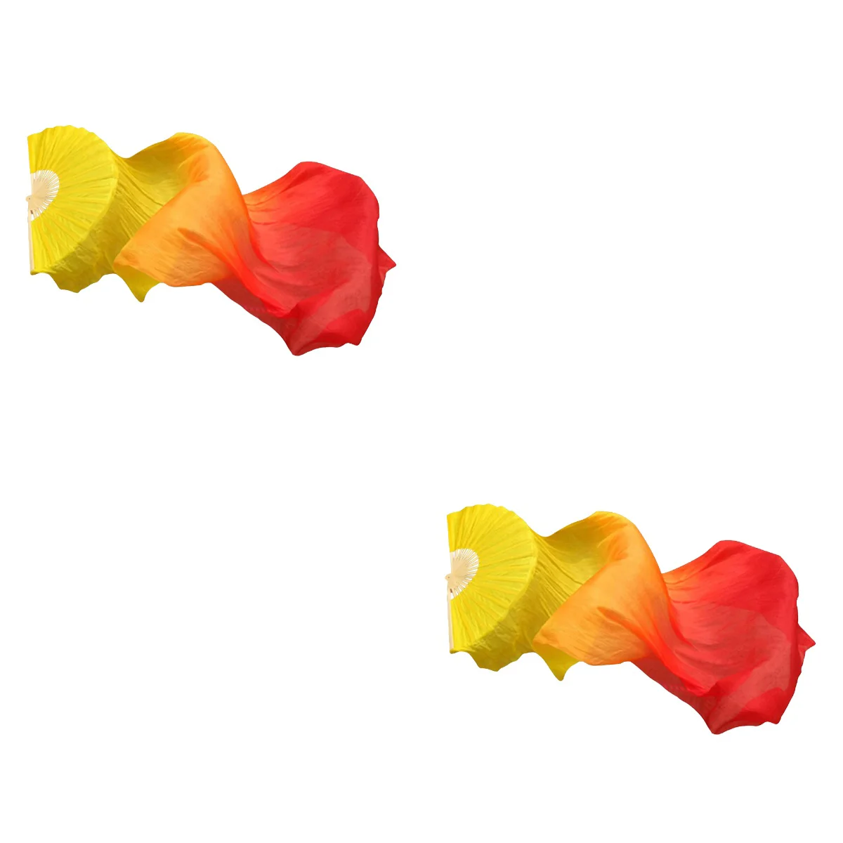 Set of 2 Accessories Imitation Silk Dance Fan Banner Dancing Praise Flags 12000X6000X150CM Rayon Lengthen Folding