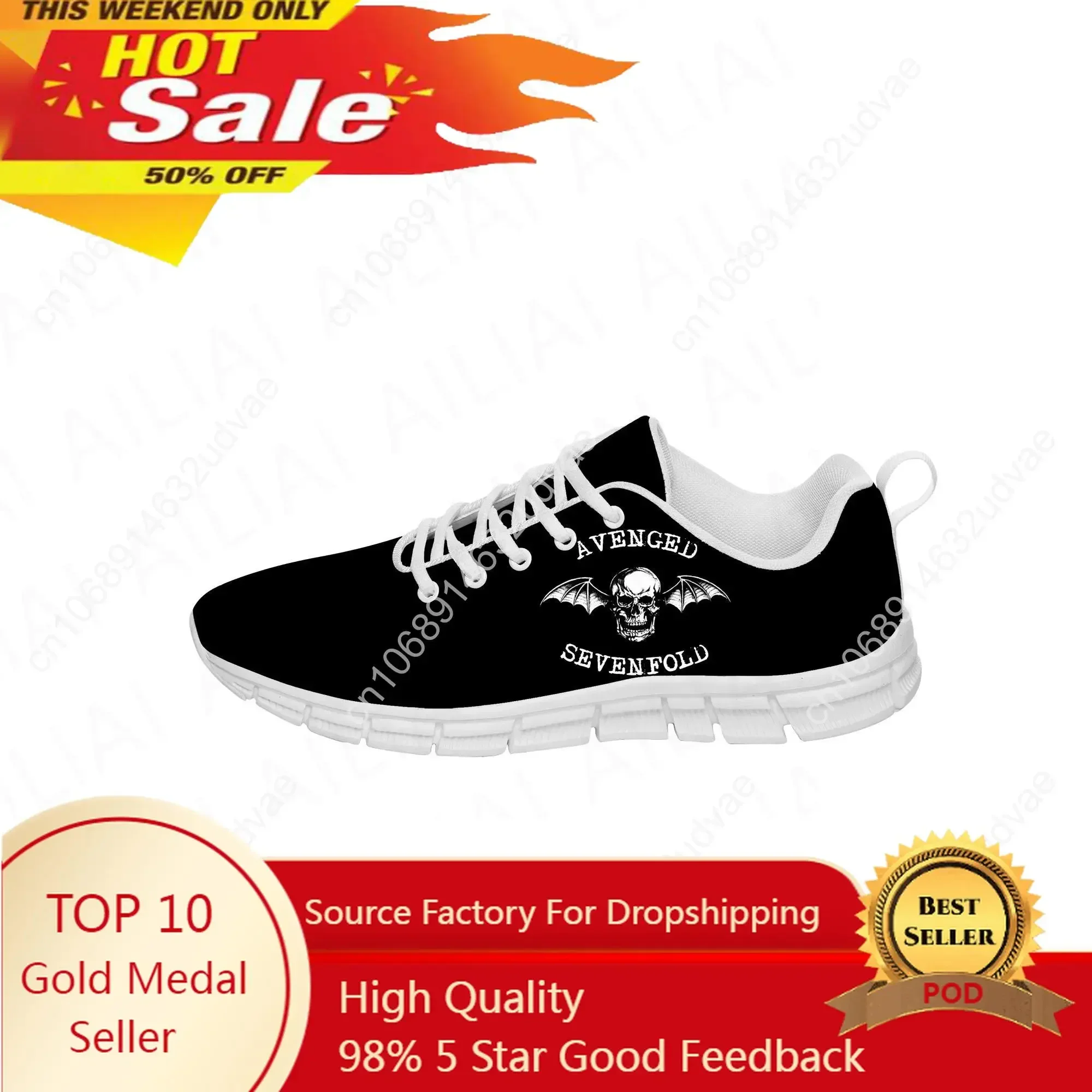 Chaussures de course légères en toile pour hommes et femmes, baskets Avenged Sevenfold A7X, chaussures de gril décontractées pour adolescents, chaussures blanches imprimées en 3D