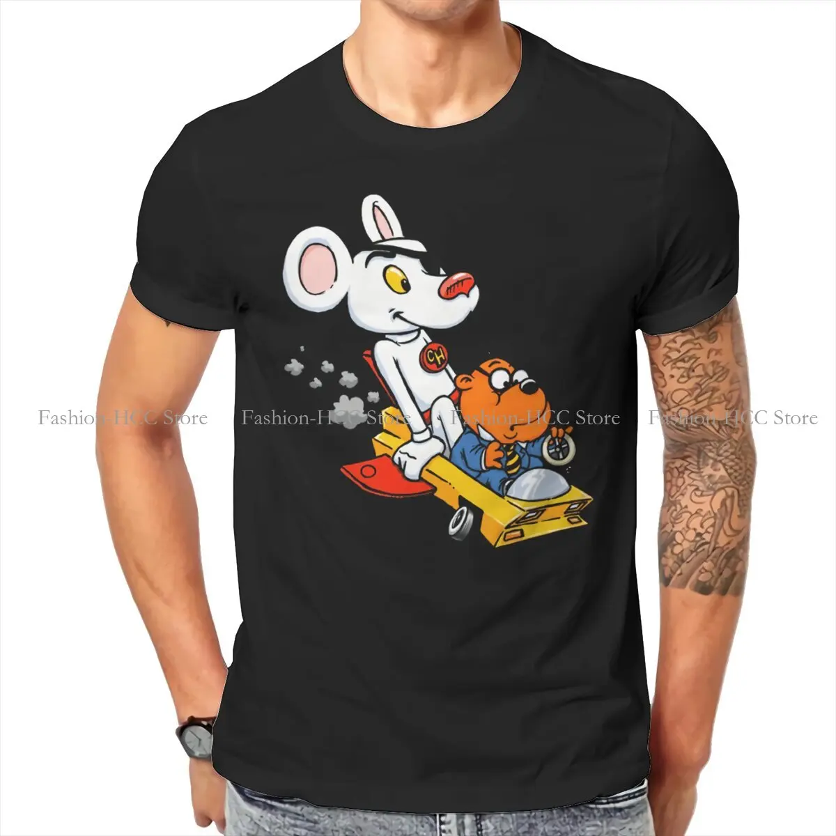 

Danger Mouse Cartoon Movies Playing with Penfold Tshirt Classic Alternative Men's Clothing Oversized Cotton Crewneck T Shirt