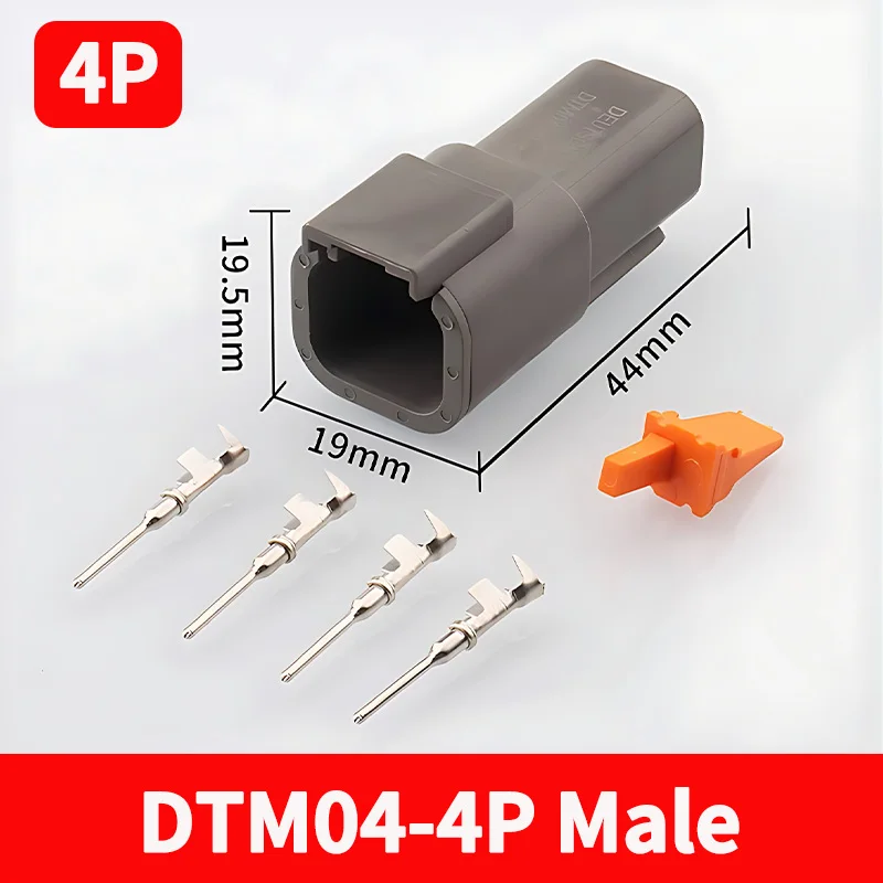 5/20/100 Sets 4 Pin Way Deutsch DTM04-4P DTM06-4S Waterproof Electrical Wire Connector 16-22AWG DTM Series Connector Male Female