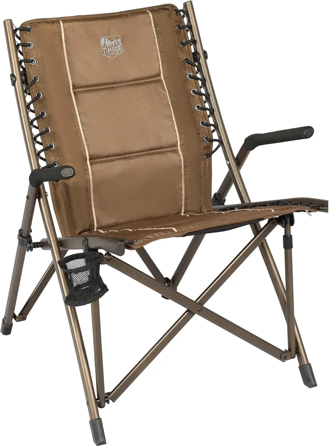 

Сверхмощный складной стул для кемпинга с подлокотниками и подстаканником, опорой 300 фунтов, земляной коричневый цвет для использования на открытом воздухе