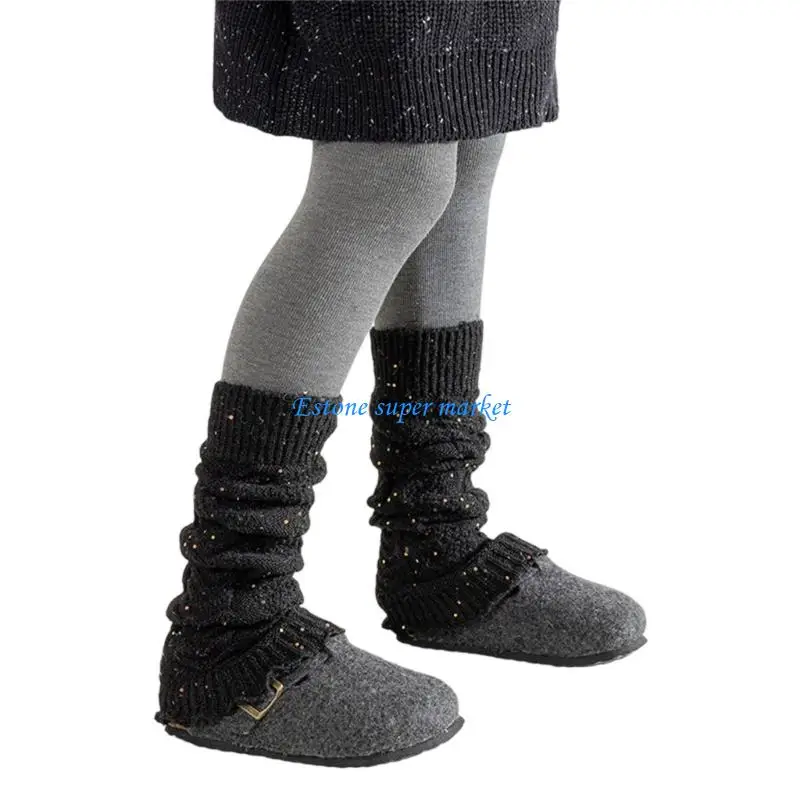 

090B Soft Leg Warmer Brilliant Decor Stretchy Stacked Socks for Girls Sparkly