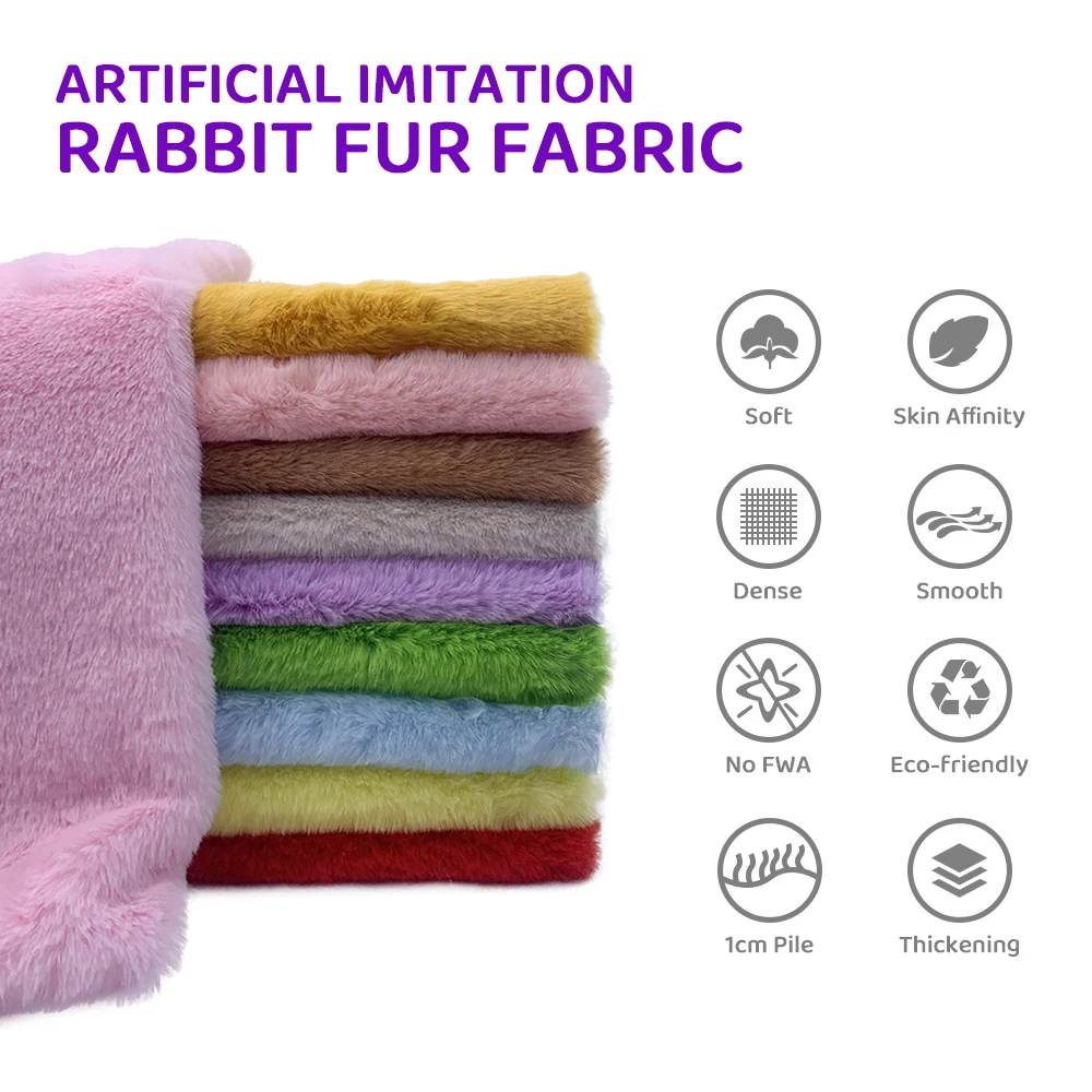 Faux Rabbit Fur 50x50cm/160x50cm/160x100cm Soft 10mm Solid Colour Sewing Fabric DIY Handmade Faux Fur Fabric