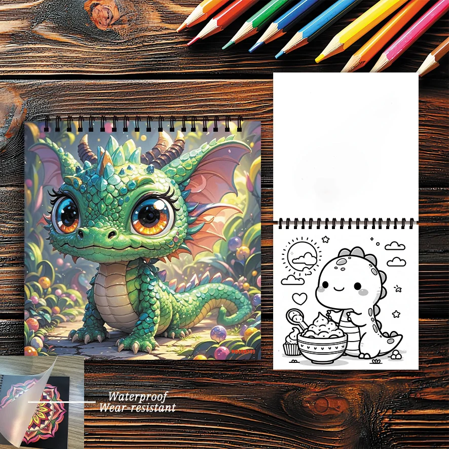 Cute Dragon Coloring Book - 8.27×8.27 Inches, 22 Pages. Perfect for Fantasy Lovers' Relaxation, Stress - Relieving