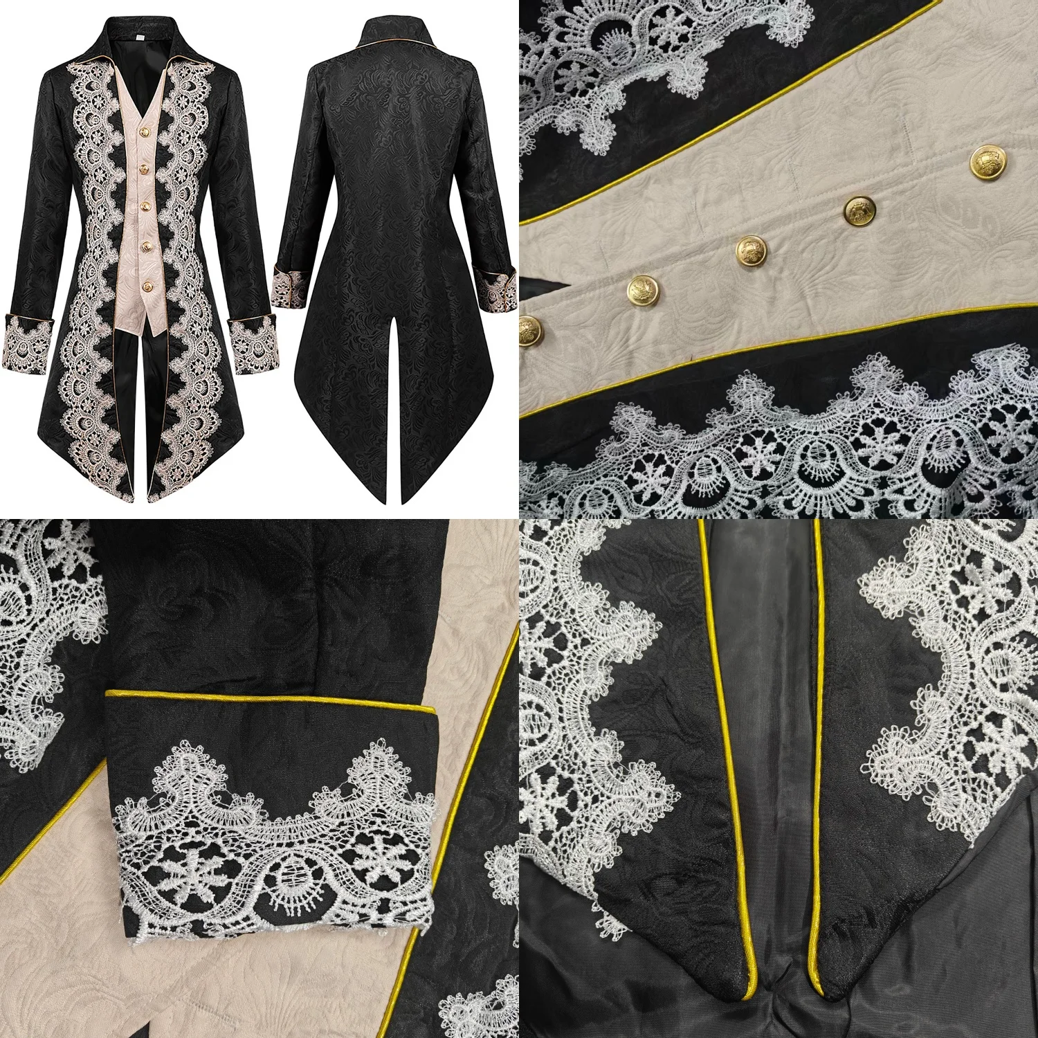 زي عتيق لعيد الميلاد في العصور الوسطى، زي فيكتوري، زي الهالوين، معطف جاكار عصر النهضة #4