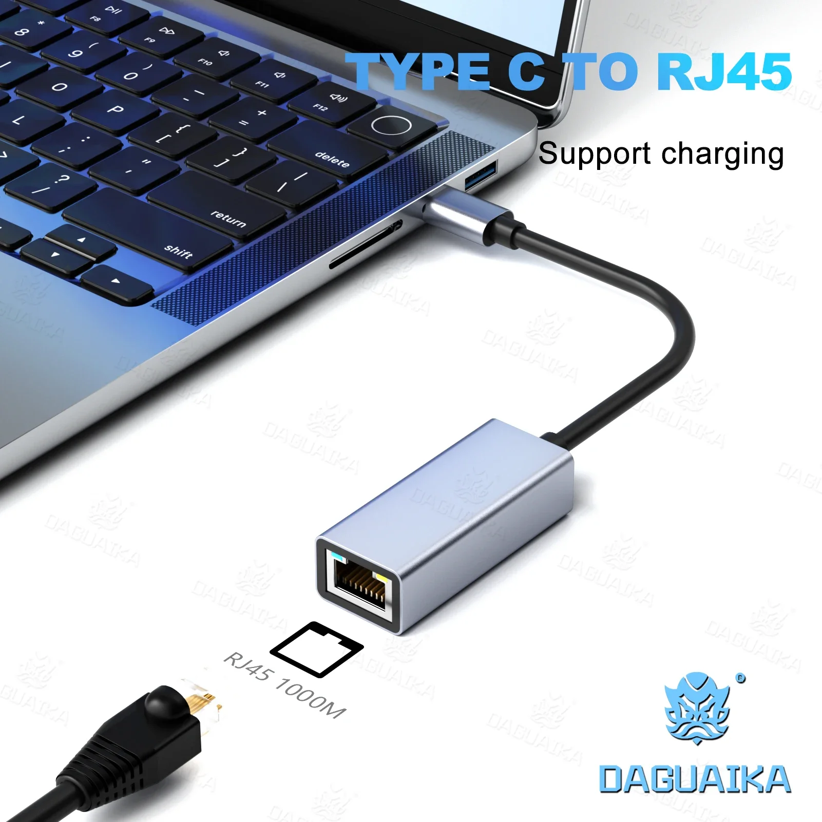 100/1000Mbps USB C External Ethernet Adapter Network Card Type C To RJ45 LAN Wired Internet Cable For MacBook PC Windows 7 8 10