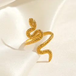 Stainless Steel Rings For Women Girls Snake Gold Color Silver Color Open Finger Rings Punk Hip Pop Jewelry Wedding Party Gifts
