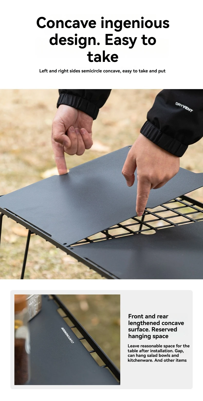CAMPINGMOON T-2358 Leichter Netz-Tischplattensatz 2-teilig Leichtgewichtige Aluminiumlegierung Tischplatte Camping Klapptisch Zubehör – Detail 5