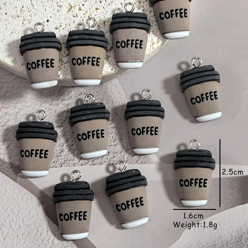 10 قطع الراتنج فلاتباك زجاجة القهوة القرط سحر خمر شرب زجاجات سوار حقيبة المفاتيح سحر DIY مجوهرات الإكسسوار #4