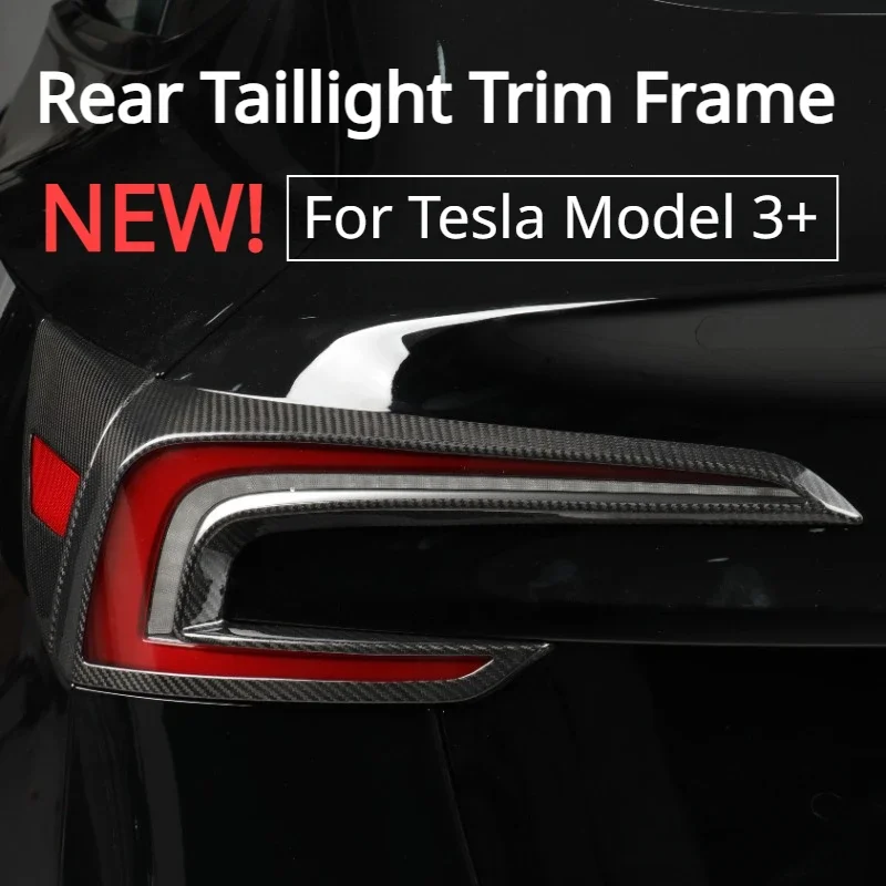 For Tesla Model 3 Highland 2024 Real Carbon Fiber Exterior Rear Tail Light Lamp Charging Port Side Stickers Trim Accessories