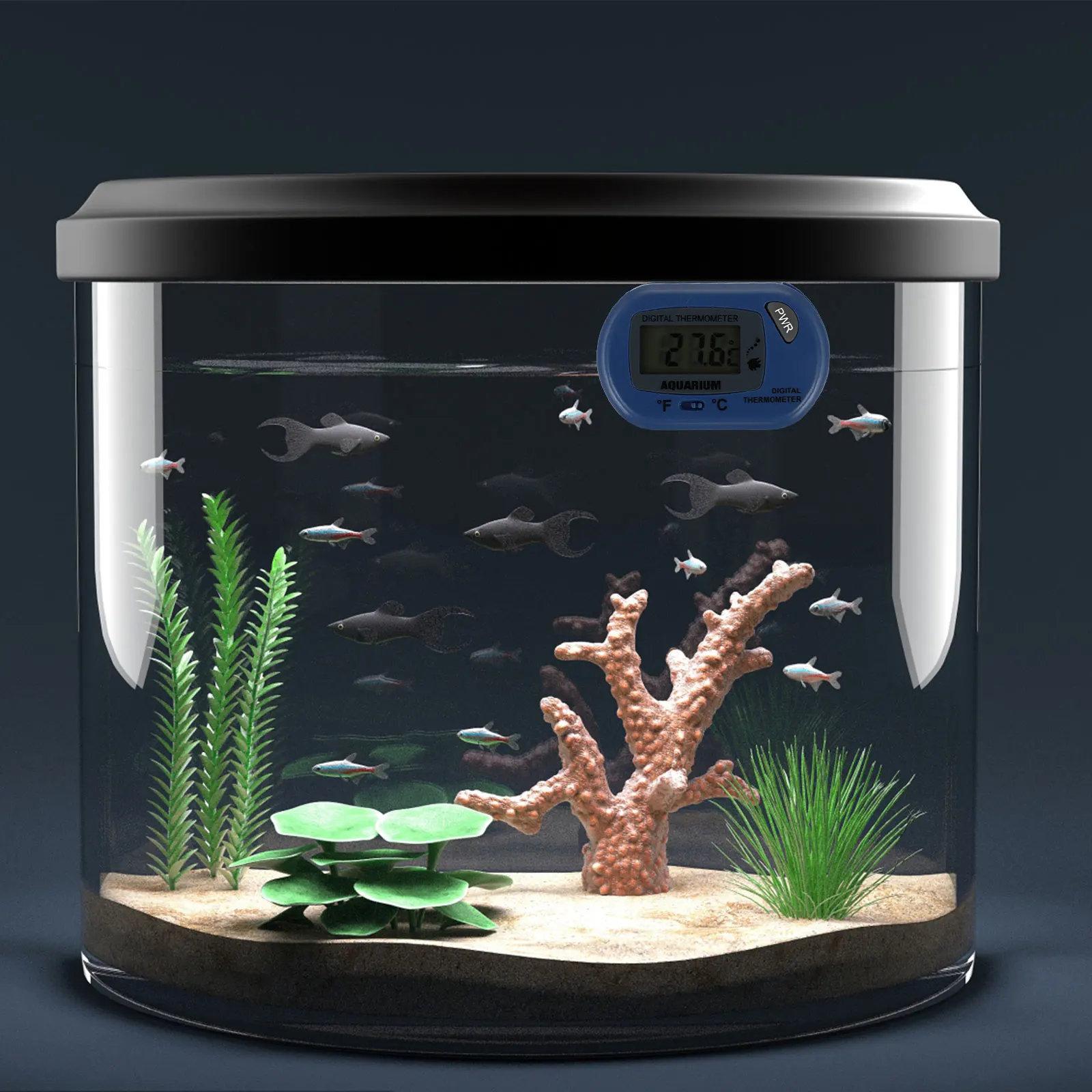 

Thermometer Aquarium Water Thermograph for Fish Blue Temperature Gauges