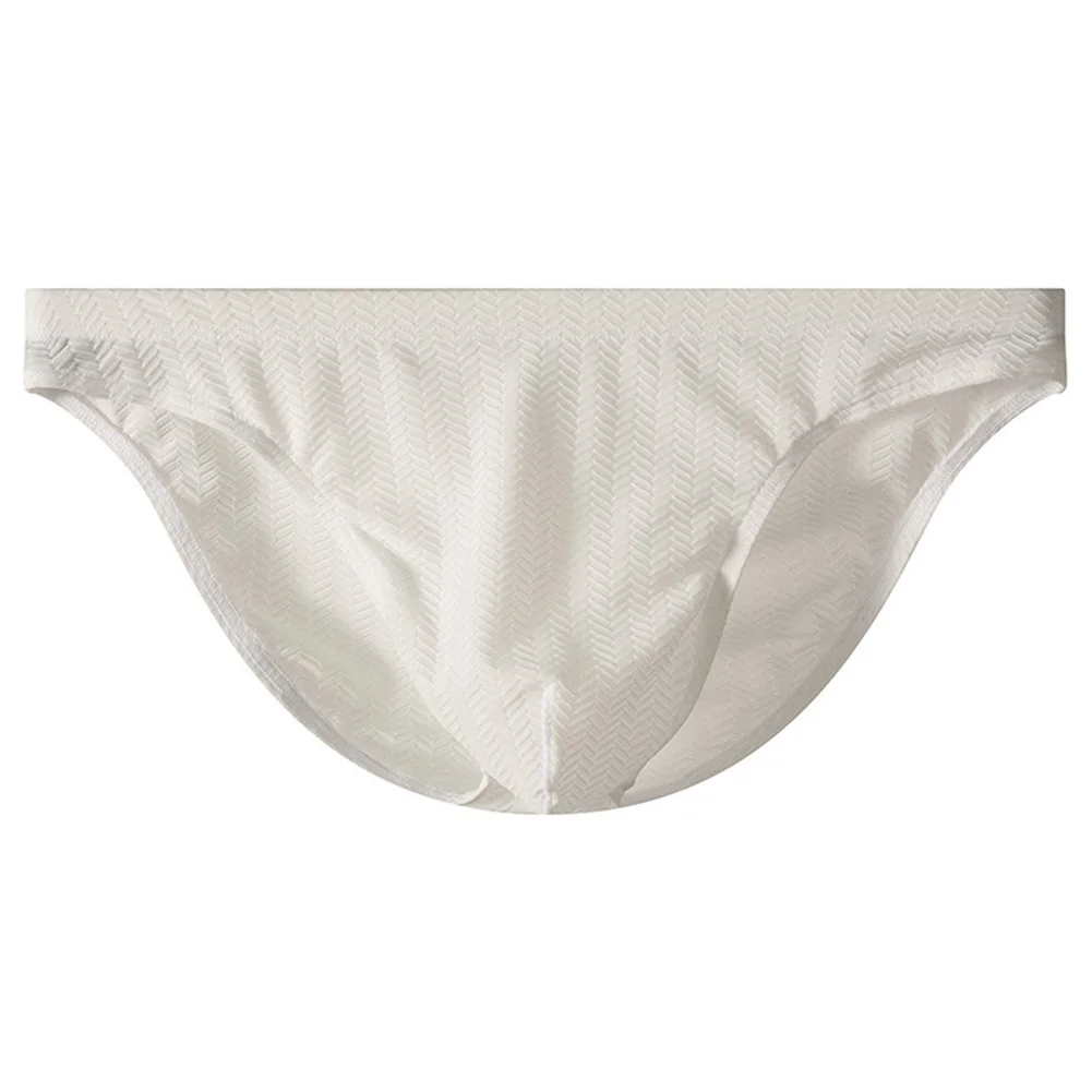 Ultra Thin Men Ice Silk Jacquard Briefs with Low Waist and Pouch Design Breathable Stretch Fabric for Comfort All Year