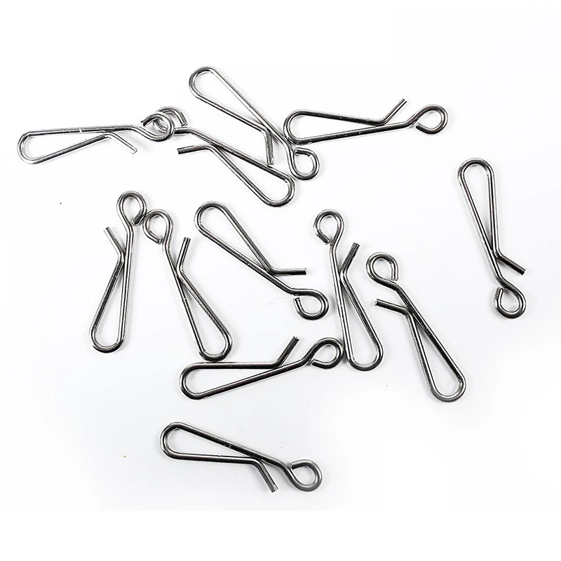 FTK 50/100Pcs Stainless Steel Hook Fast Clip Lock Snap Swivel Solid Rings 0#-5# Safety Snaps Fishing Hook Connector Hook Tool