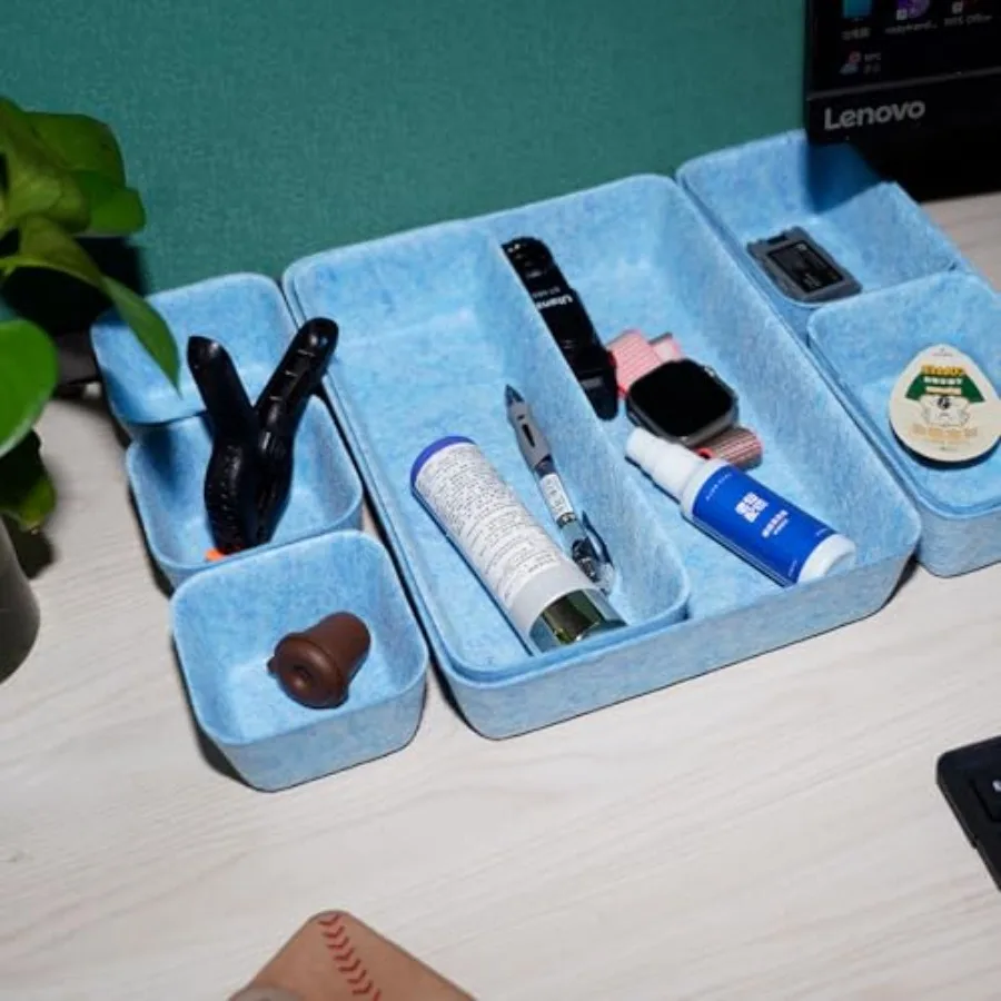 Filz-Schreibtisch-Schubladen-Organizer, Tablett, 8 Stück, Büro-Schreibtisch-Schublade, geteilte Filz-Schublade, kleine quadratische Aufbewahrungsbox für platzsparende Make-up-Dr