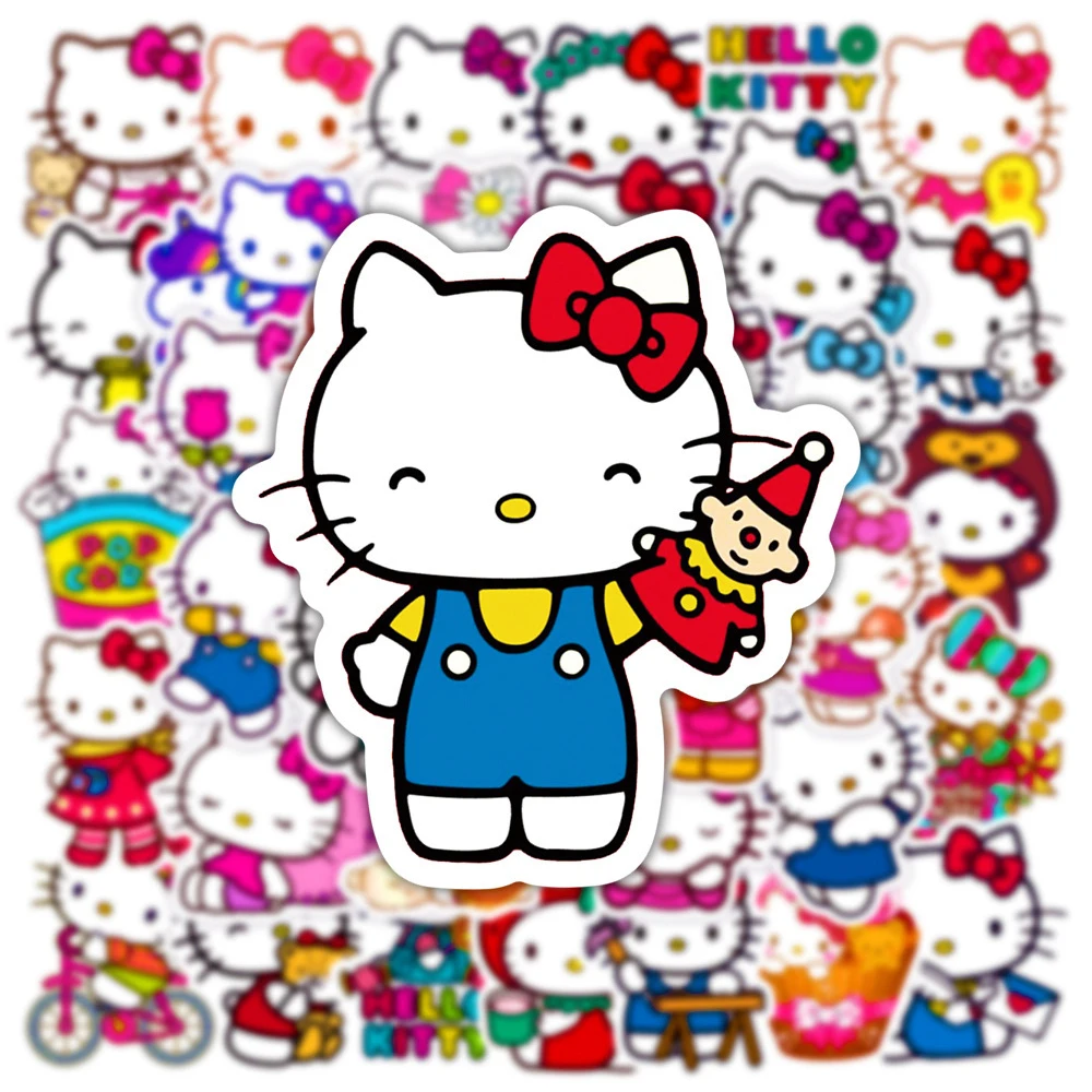 10/30/50 szt. Śliczne naklejki z motywem Hello Kitty z kreskówek Anime Kawaii Girl DIY naklejka walizka Graffiti estetyczna wodoodporna naklejka dla dziecka