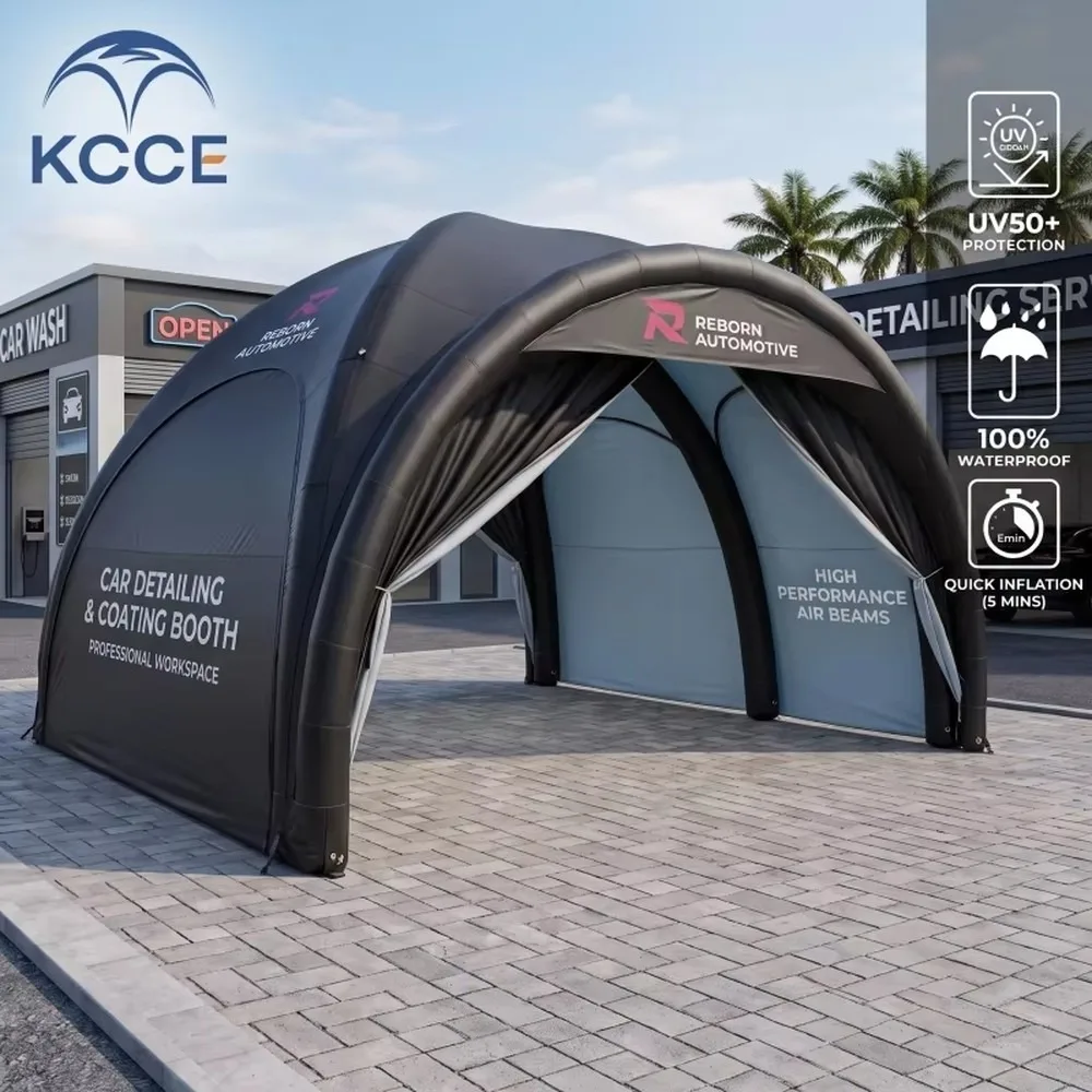 Portable Inflatable Spray Booth Tent Air Tight Car Canopy UV Protection Blow Up Carport for Auto Detailing Workshop