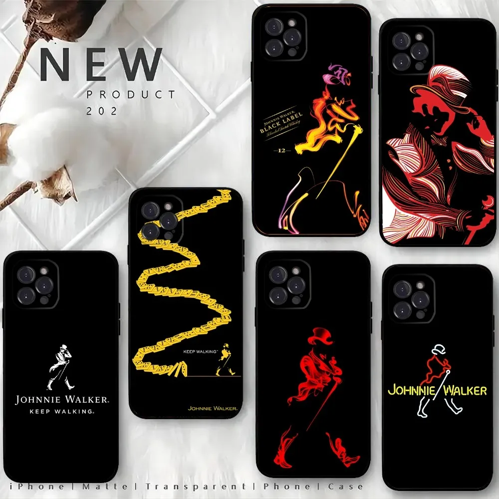 J-Johnnie Walker Logo Phone Case For iPhone15,14,13,12 Mini 11 Pro XR,X,XS,MAX 6S,7,8 Plus Silicone Cover Soft Black