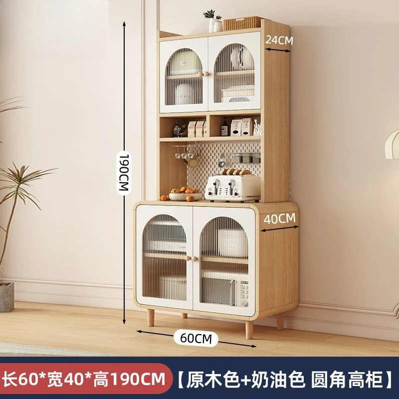 Cream style household high-end dining side cabinet, living room and dining room integrated, raised lockers against the wall