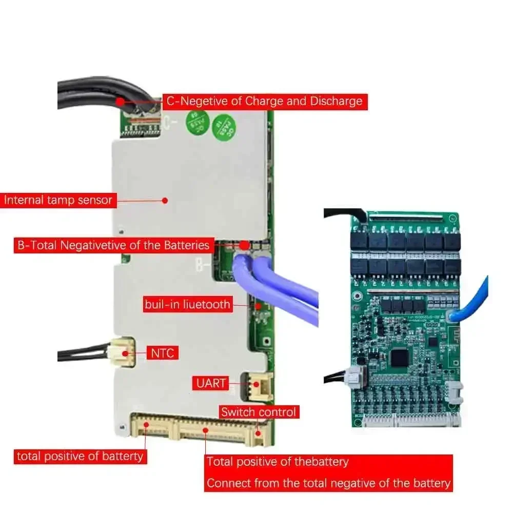 JBD Smart BMS 36V 48V 60V Lifepo4 40A 50A 80A 100A Lithium Battery 6S 8S 10S 12S 13S 14S 15S 16S 20S 21S 22S Liion Bms with UART