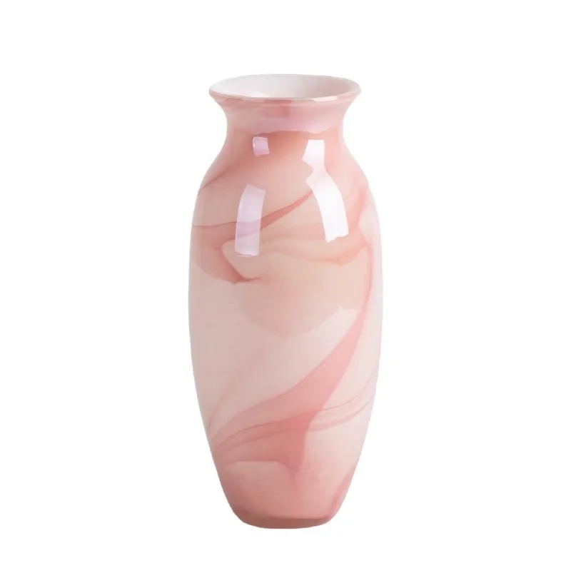 New Chinese-style glazed vase, light luxury and high-end sense, pink cloud texture, soft flower arrangement ornament