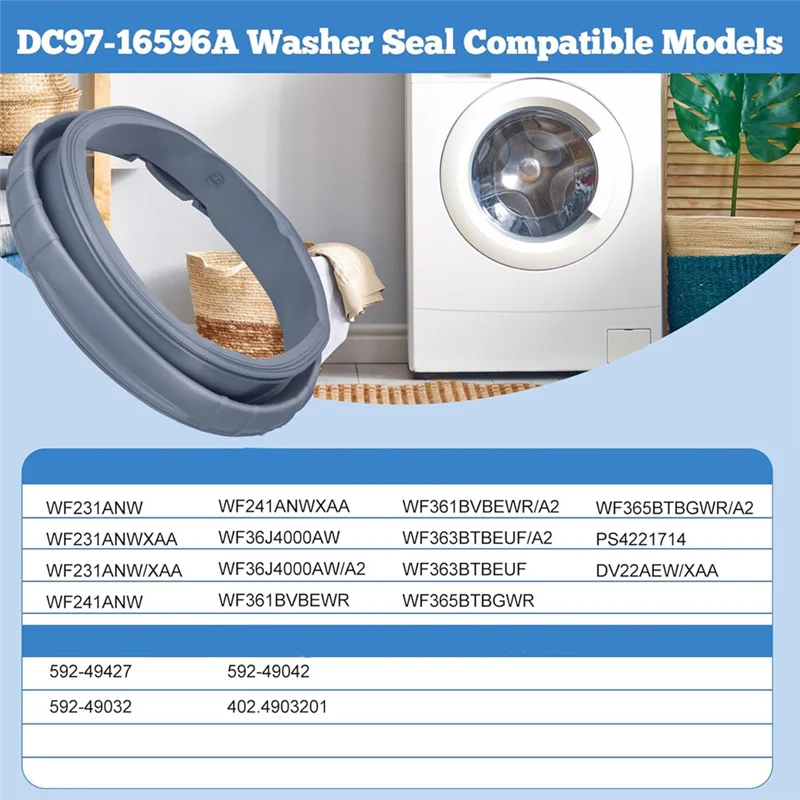 

BYBS-DC97-16596A Уплотнение дверцы шайбы с пружинной прокладкой инструмента расширения Заменяет DC64-02613A, WF365BTBGWR/A2