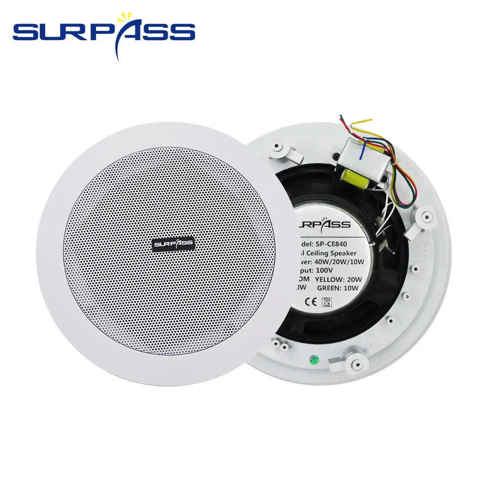 

8 Inch 40W PA Ceiling Speaker Home Sound System 70V/100V Coaxial Flush Mount Music Broadcast Loudspeaker for Supermarket Hotel