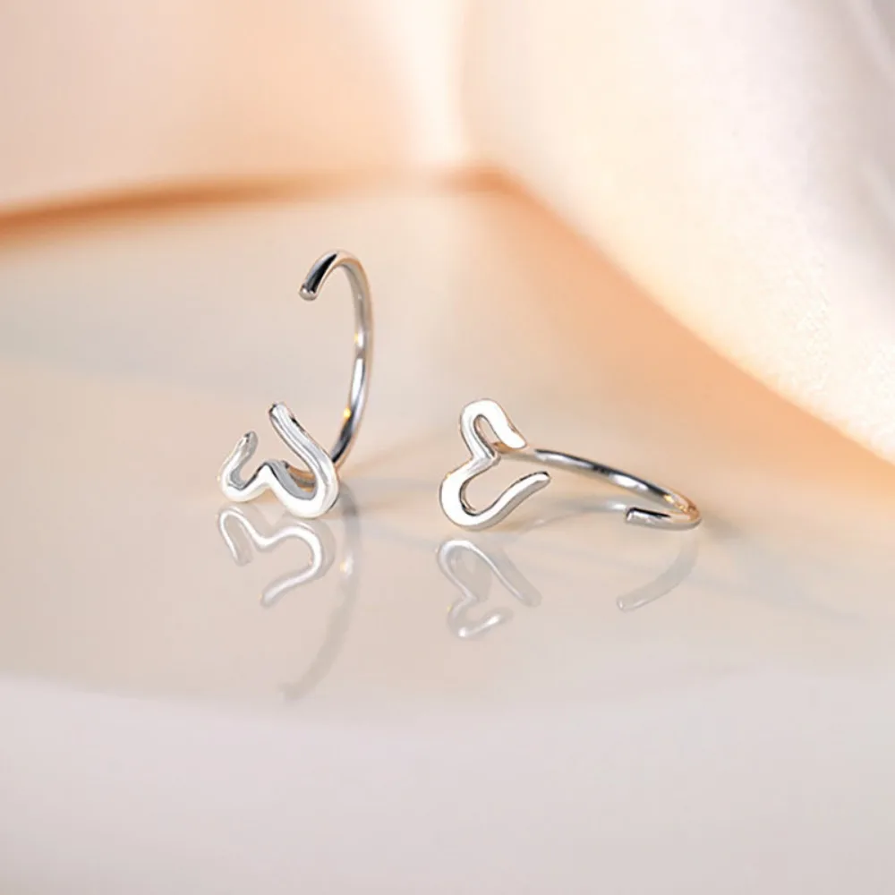 Korean Minimalism 925 Sterling Silver Heart-shaped Stud Earrings for Women Student Versatile Fashion Commuting Jewelry Accessory