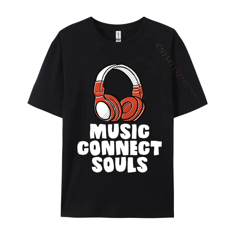 Music Connects Souls Headphone Speaker Dj Mixer New Design Men Tops Shirts Casual Normal Tshirts All Cotton Casual