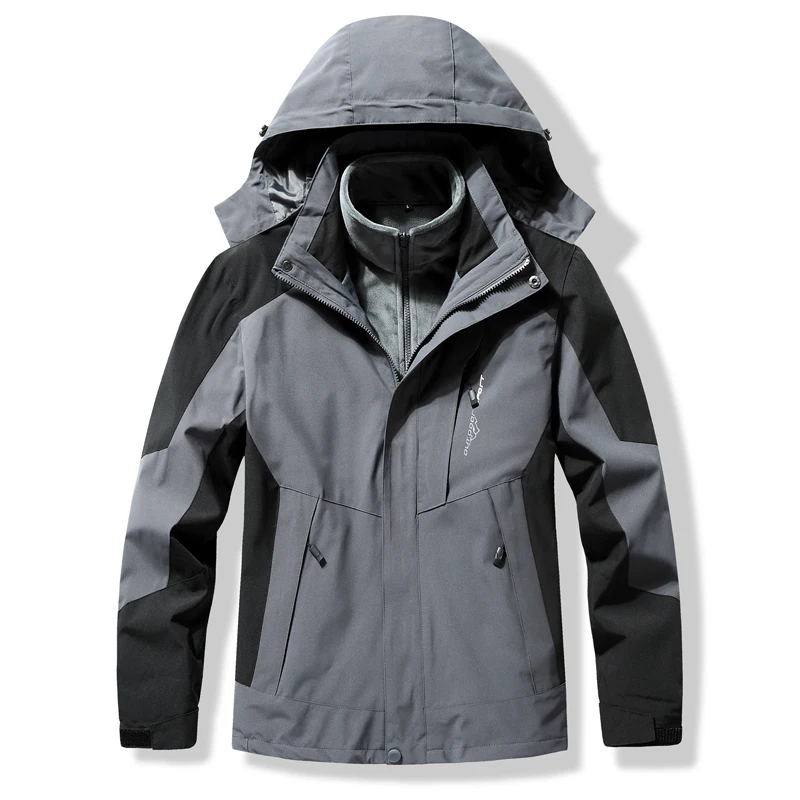 

2024 New Windproof Man Women Jackets Suits Two Pieces Sets 3 In 1 Windbreaker Waterproof Camping Thick Warm Unisex Coat