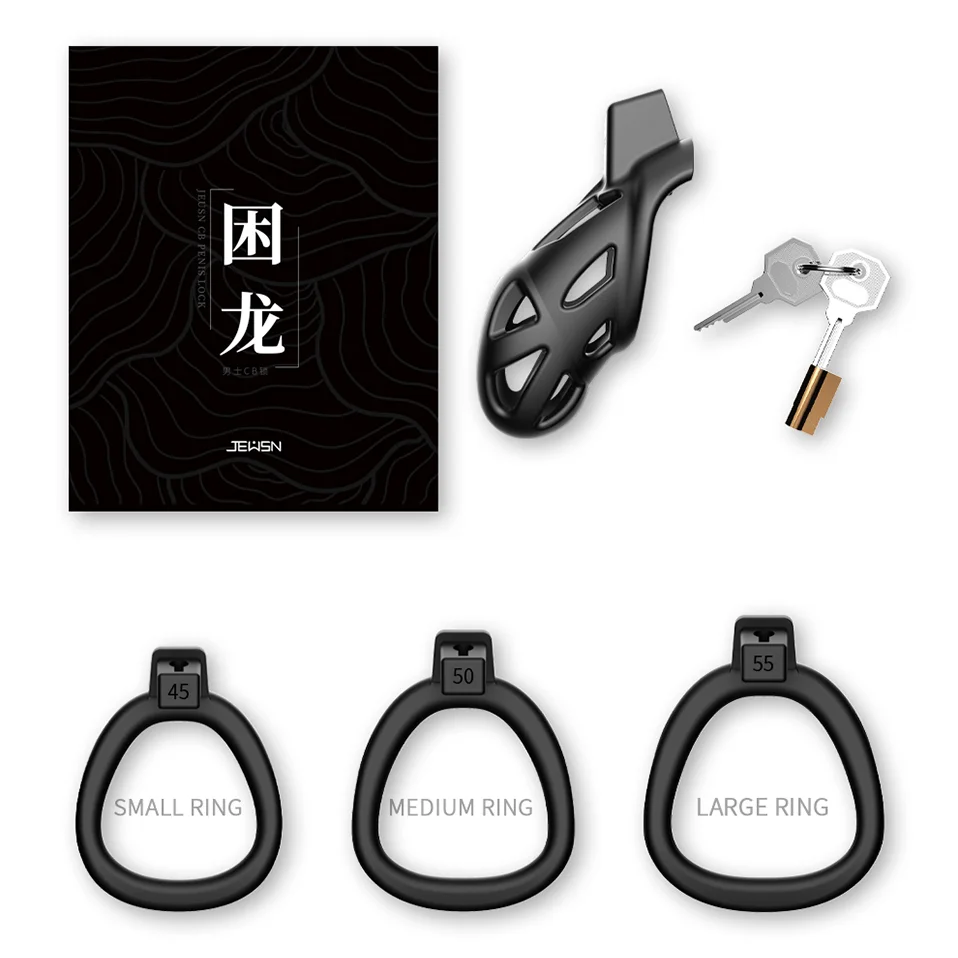 Jeusn Chastity Cages for Men with Key Box Sex Toys Discreet Sissy Femboy Chastity Cock Cage Device Penis Rings Male with 3 Size