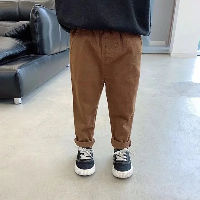 Spring Autumn Kid Boys Loose Pencil Sweatpant Khaki Thin Trousers Cargo Jogger Pants for Children Casual Sport Pants Boy Clothes