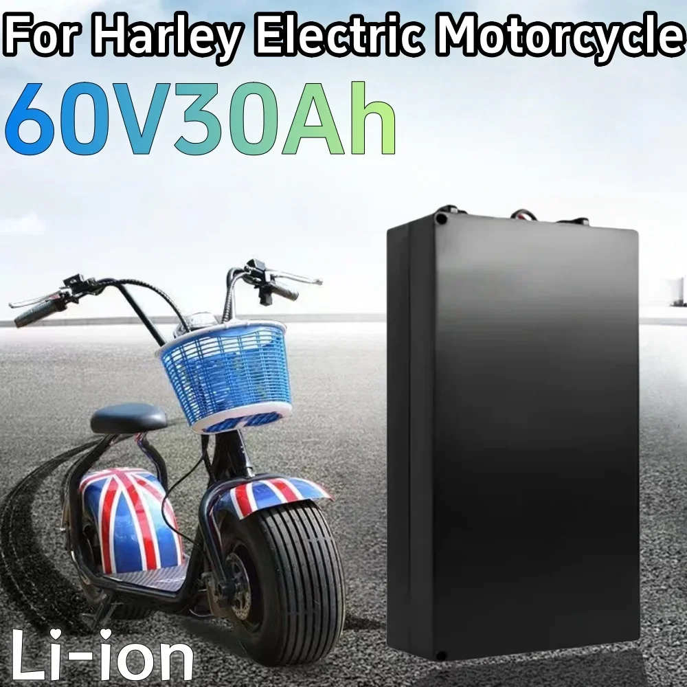 

New waterproof For Harley 60V 30Ah Rechargeable Lithium ion Electric Motorcycle scooter Bicycle Battery Removable Easy to inst