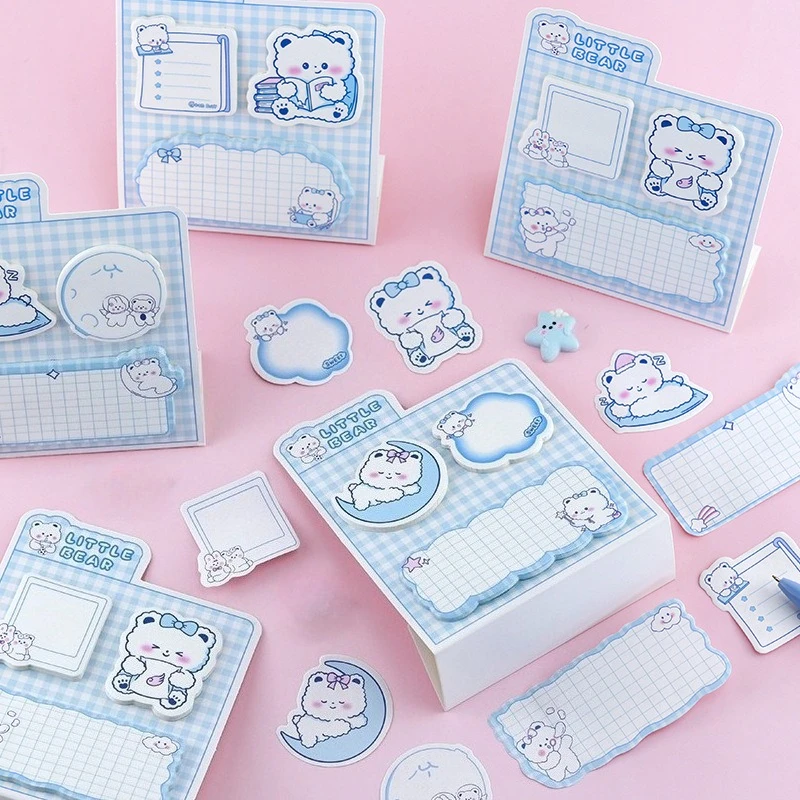 60 sheets Bear Treasure Post Note Become Sweet Soft Cute Bear Face Super Healing Notes Marking Learning Gift Sticky Note Pad