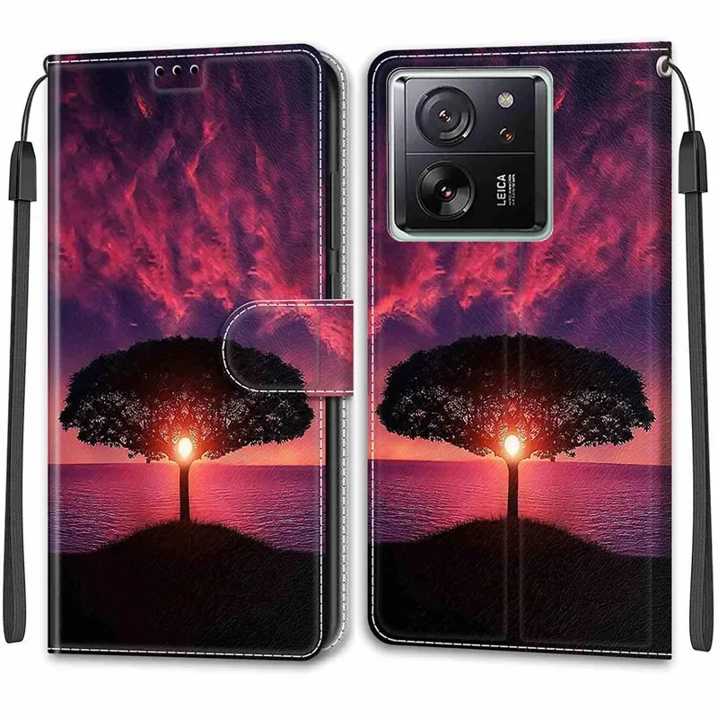 Portfel Skórzane etui na telefon do Xiaomi 13T Pro Redmi Note 13 Note13 Pro Plus 5G 13TPro Magnetic Flip Cover Stand Book Painted Case