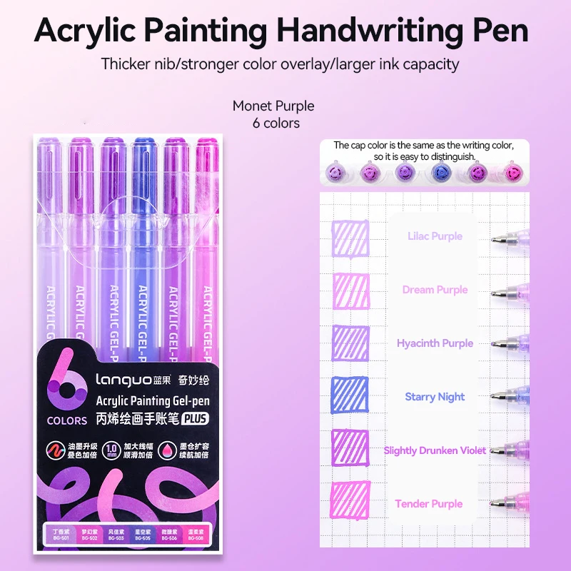 Languo 6-144 Kleuren Schilderen Acryl Gel Pennen Grote Capaciteit Inkt Pen voor Tekenen Dagboek Diy Kleur Doodling Schilderen Art Supplies