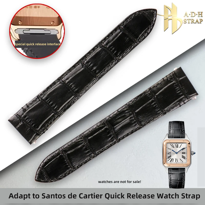 For New Cartier Santos Cow Leather Wathband WSSA0010 Quick Release Interface Strap 19mm 21mm Waterproof and Soft