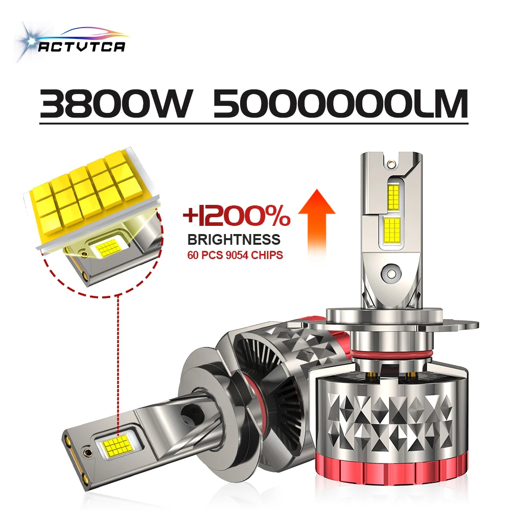 

ACTVTCA 3800W H7 LED Car Lights Canbus 5000000LM 9054 CSP LED Lamp for Car H4 H8 H11 HB3 HB4 HIR2 9005 9006 9012 Headlight Bulbs
