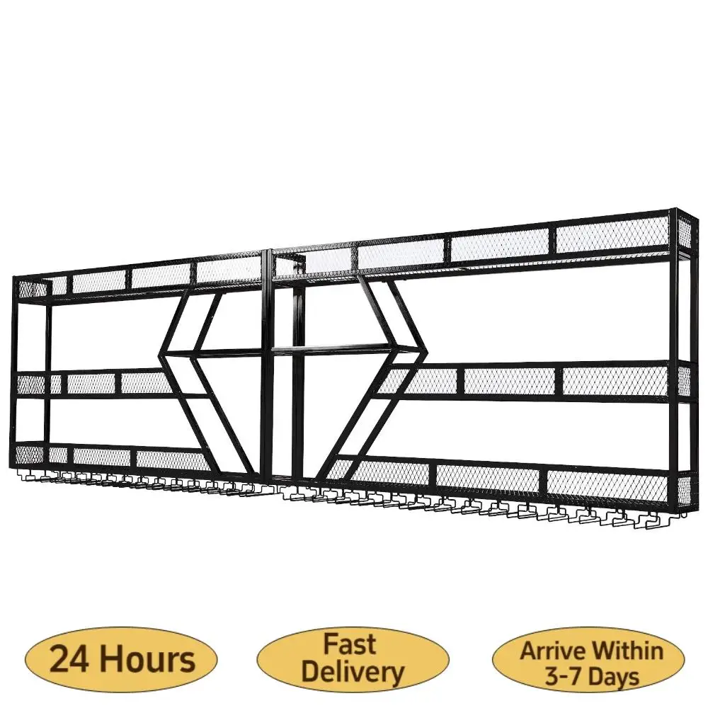 

Настенная металлическая полка для хранения вина и напитков на 3/4 уровня с держателями для бутылок и подставками для стаканов для дома, кухни, столовой, кофейни