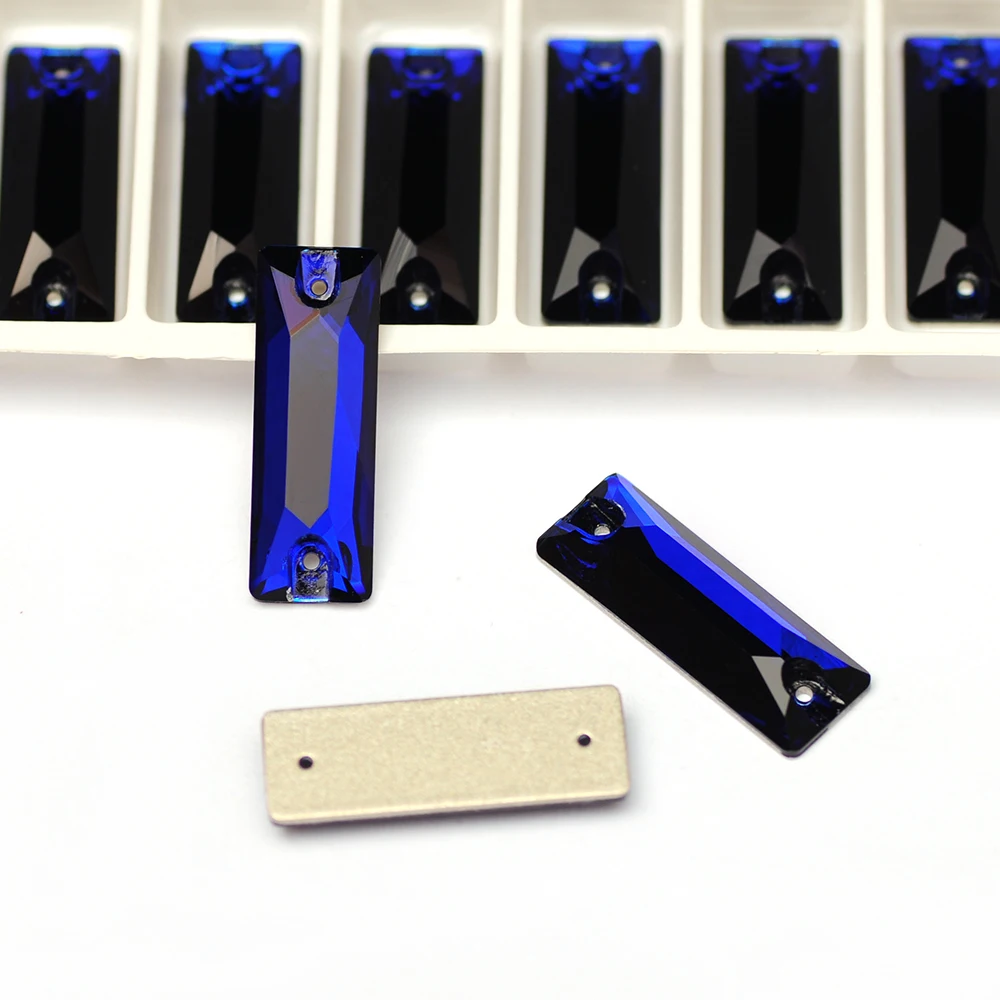 Baguette Luxus Kristall 6A Glas Strasssteine zum Nähen, Rechteckige Mischfarben, Flache Rückseite Strass zum Aufnähen auf Kleidung – Detail 8
