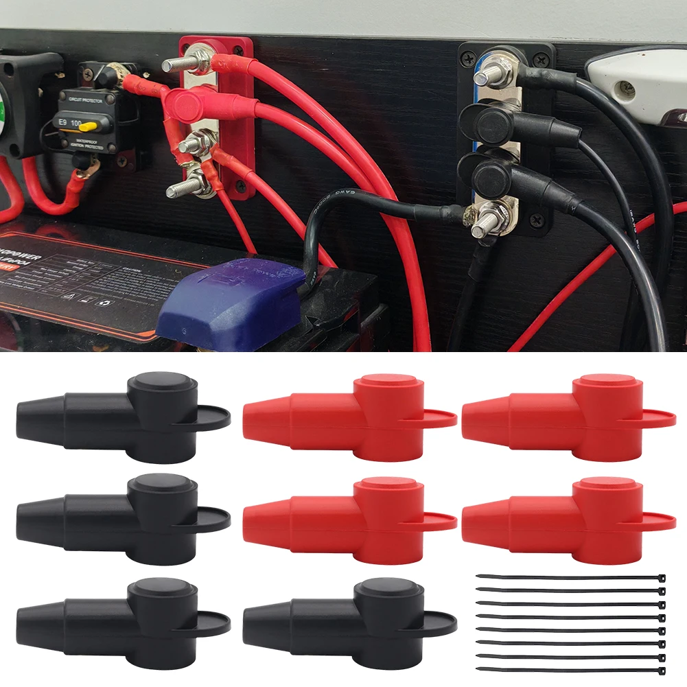 Wire Connector Cap - 8 個のシリコンバッテリーターミナル絶縁体保護カバー車のバッテリーケーブルターミナルカバーバッテリーターミナル保護キャップ
