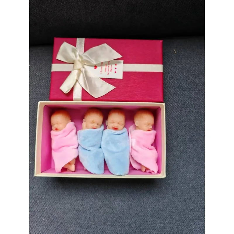 

3 Inch 4pcs/set Cute Full Body Silicone Baby Dolls Lifelike Soft Silicone Toddler Mini Doll Birthday Gifts