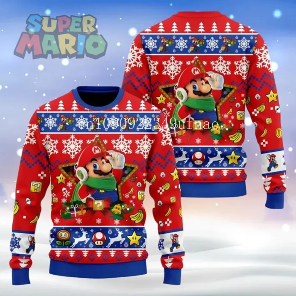 

2025 Disney Christmas Sweater Men and women 3d Ugly Christmas sweater Ugly Christmas Super Mario Sweater Animated Christmas gift