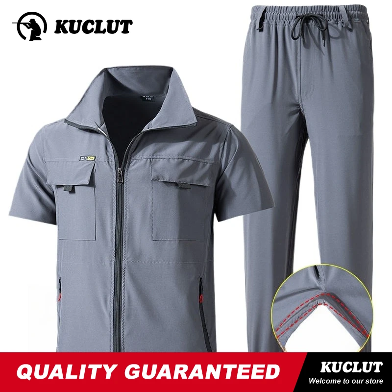 

Summer Short Sleeve Workwear Set Wear-resistant Lightweight Casual Breathable Elastic Set Outdoor Camping Hiking Training Clothe
