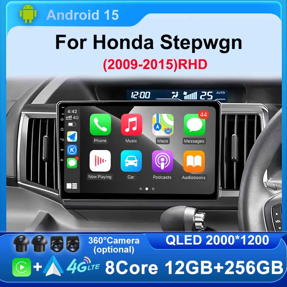 

For Honda Stepwgn RHD 2009 - 2015 Android 15 Car Radio Multimedia Video Player GPS Navi Stereo Carplay Auto QLED 4G BT NO DVD