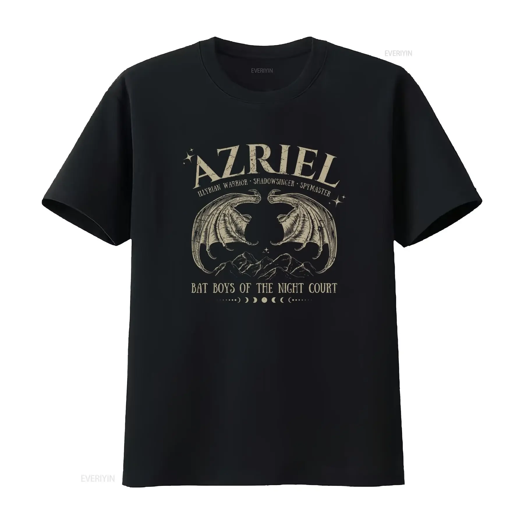 Vintage Azriel Bat Boys of The Night Court Shadowsinger Print Casual T Shirt vintage Washed Versatile Top For Everyday Wear
