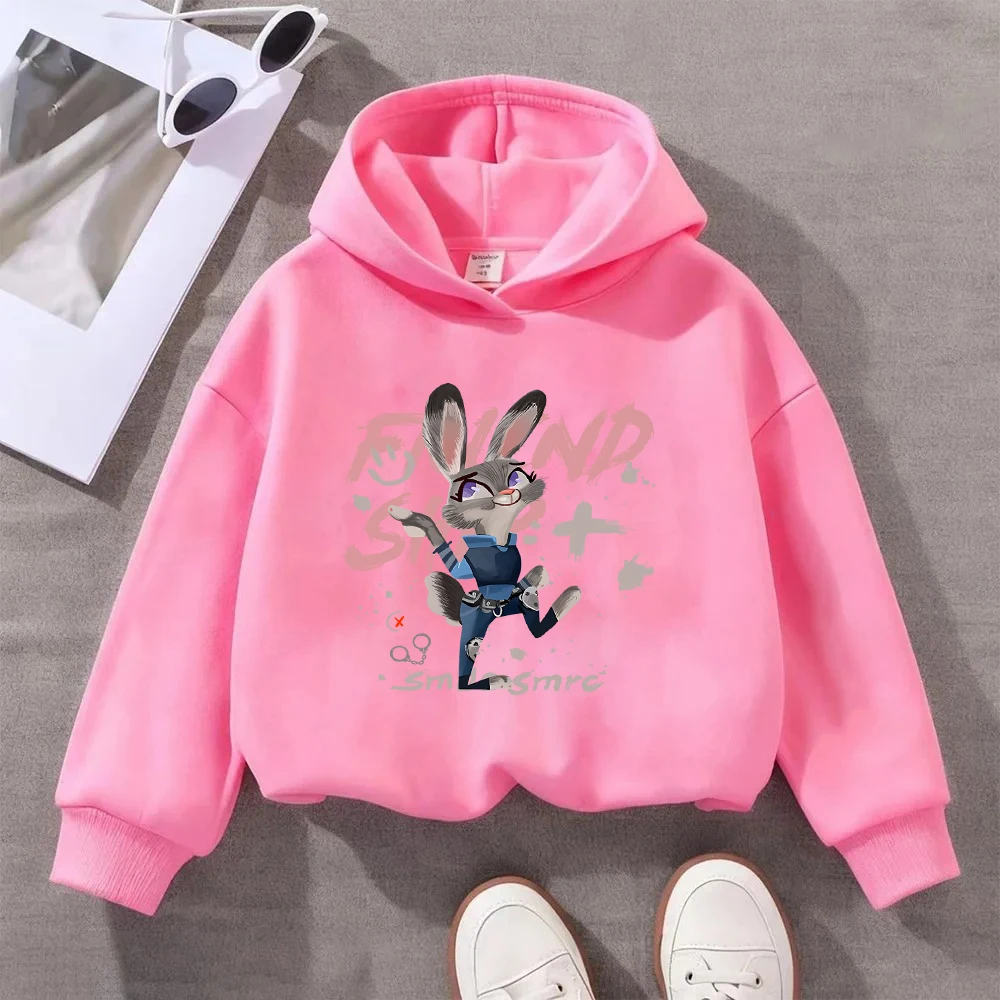 سويت شيرت نسائي بقلنسوة مطبوع عليه ضابط شرطة أرنب كارتوني من ديزني كاجوال بأكمام طويلة للمراهقين