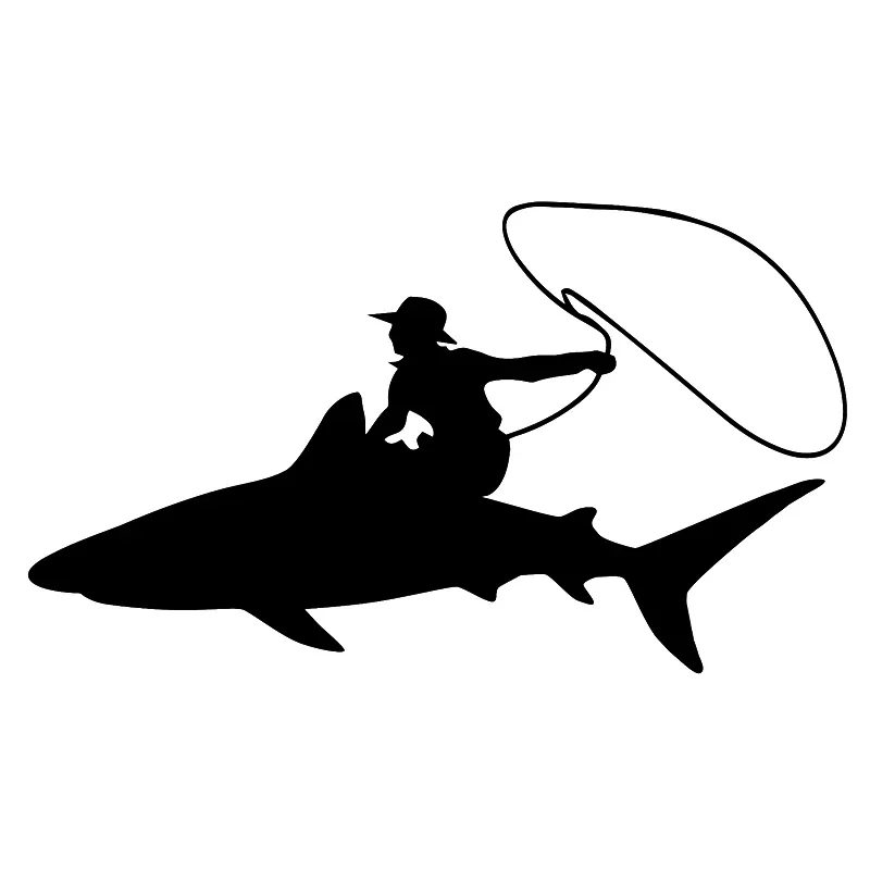 

17 * 9.8cm Shark Sad Cowboy Rope Shaped Window Bumper Motorcycle Accessories Decoration Vinyl Car Waterproof Sticker