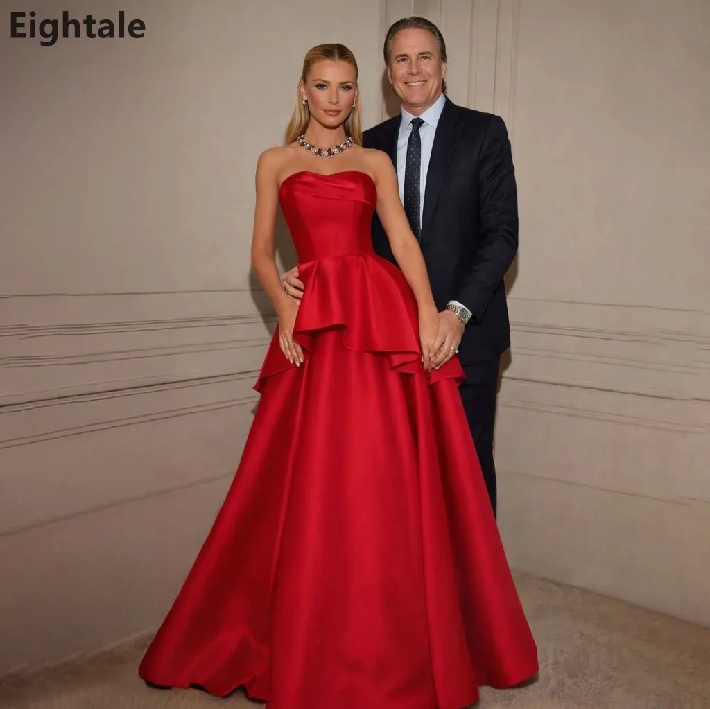 

Eightale 2026 Red Satin A Line Sweetheart Maxi Evening Dress Prom Dress Women Dubai Formal Party Gown Customized